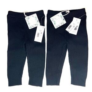 Chelsea & Violet girls black leggings x 2. 100% soft cotton Ribbed fabric